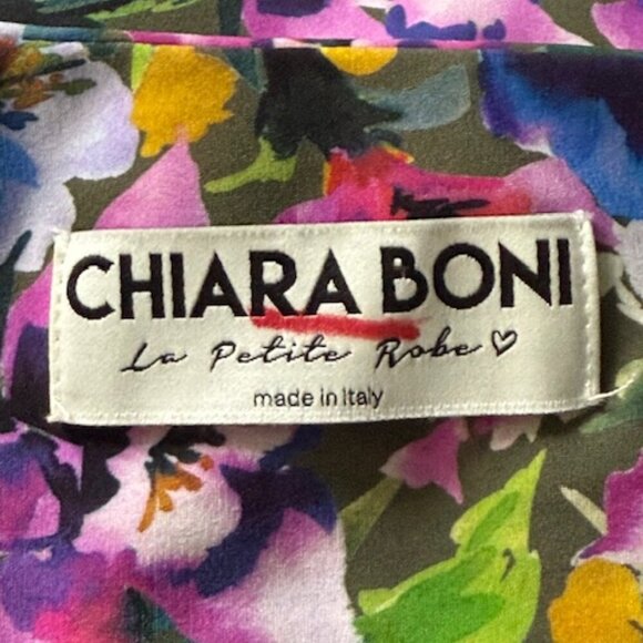 Chiara Boni La Petite Robe Italy Cocktail Dress 3/4-Sleeve Ruched Floral 40/4 Sm - Picture 14 of 16